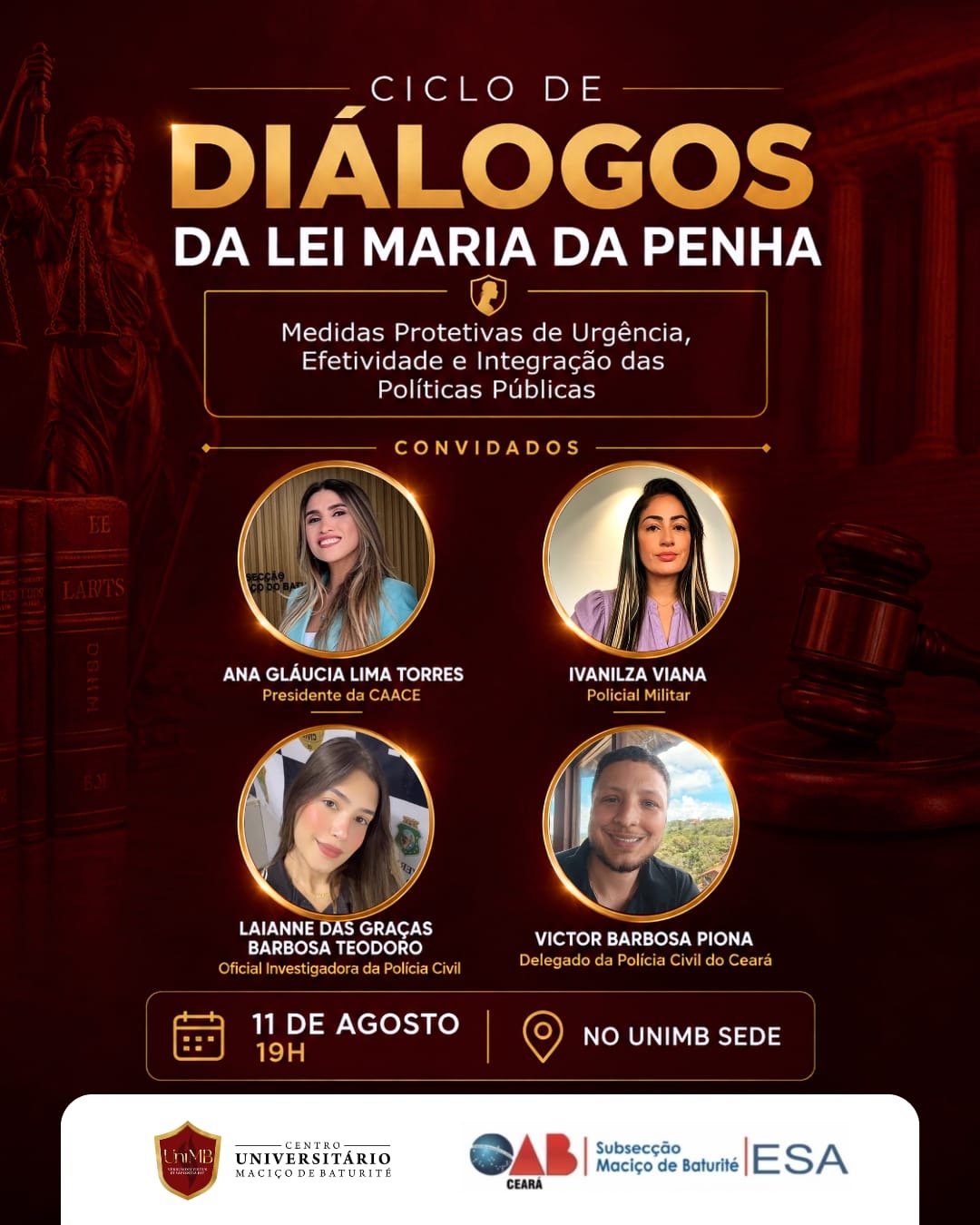 Ciclo de Diálogos da Lei Maria da Penha: Medidas Protetivas de Urgência, Efetividade e Integração das Políticas Públicas.